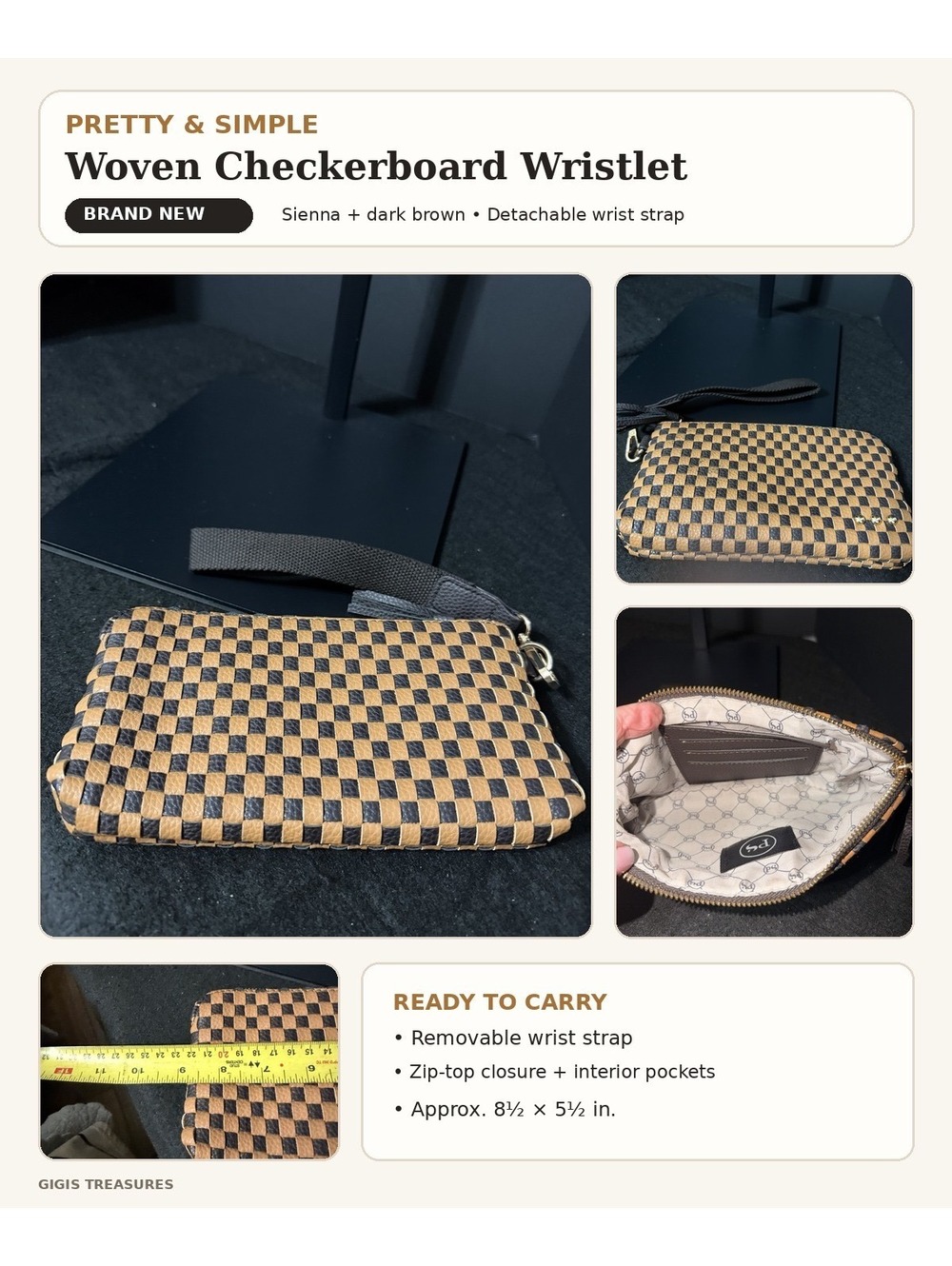 Pretty & Simple Sienna Checkered Wristlet - New